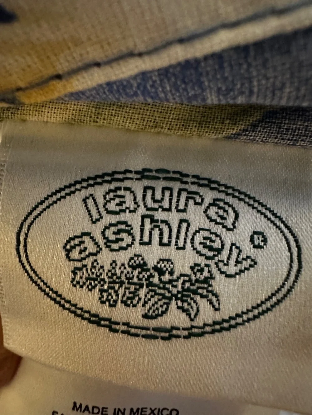 Laura Ashley Vintage King Pillow Shams (2) Emily Blue and Yellow Floral Cottage